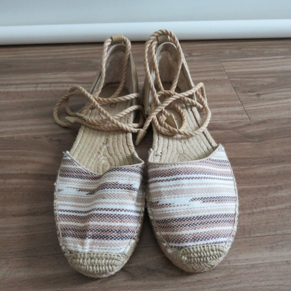 UGG Libbi Serape Leather Woven Espadrilles Flat Shoes in Beige Cream - Size US 8 - Picture 3 of 14
